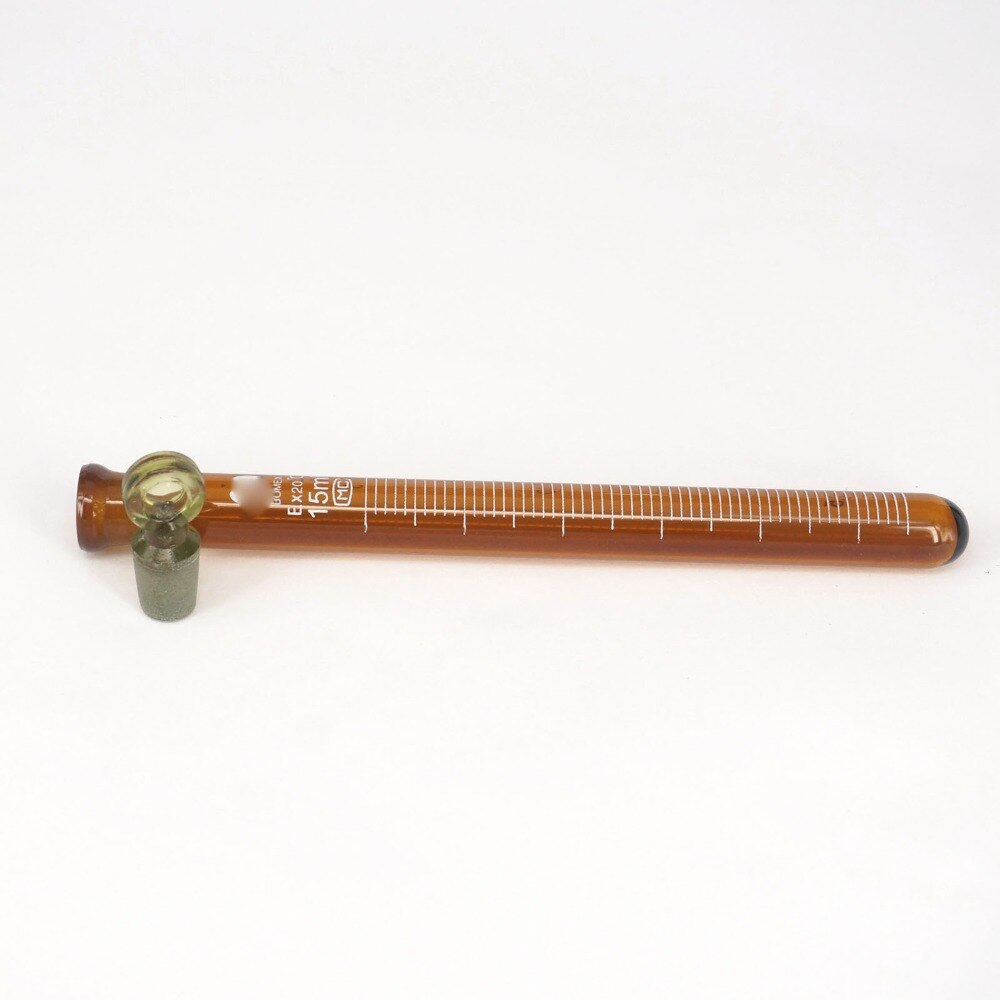 15ml Graduated Line Lab Brown Glass Test Tube Round Bottom with Stopper