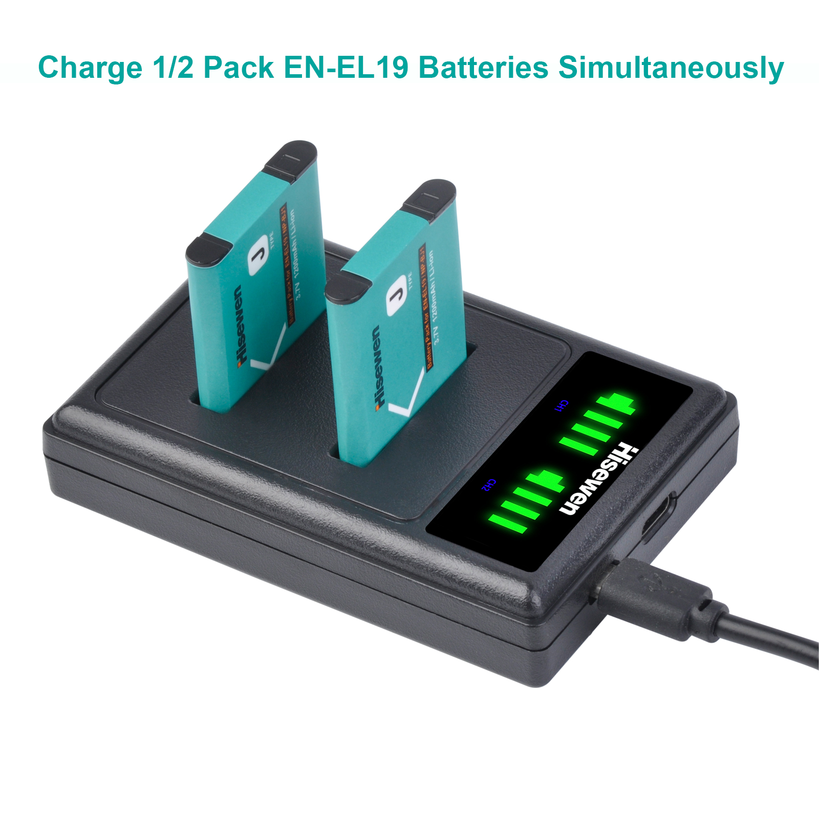 Hisewen EN-EL19 Enel19 NP-BJ1 Li-Ion Batterij + Led Dubbele Oplader Voor Nikon Coolpix S32 S33 S100 S2500 S2750 S3100 S3200 S3300 S3400
