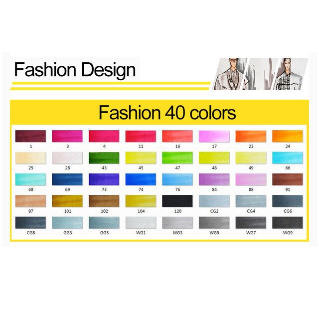 Conjunto de marcadores TouchFive de 30/40/60/80 colores, marcadores de dibujo de doble cabeza, tinta a base de Alcohol aceitoso, materiales de arte para dibujar: 40 fashion design