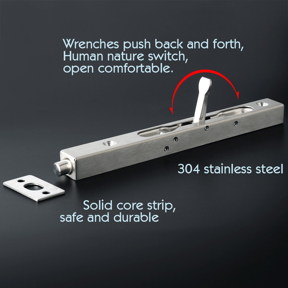 304 Stainless Steel Hidden Door Bolt Security Guard Door Latch 4/6/8/10 inch Sliding Door Lock Bathroom Bolt Dust Proof Hardware
