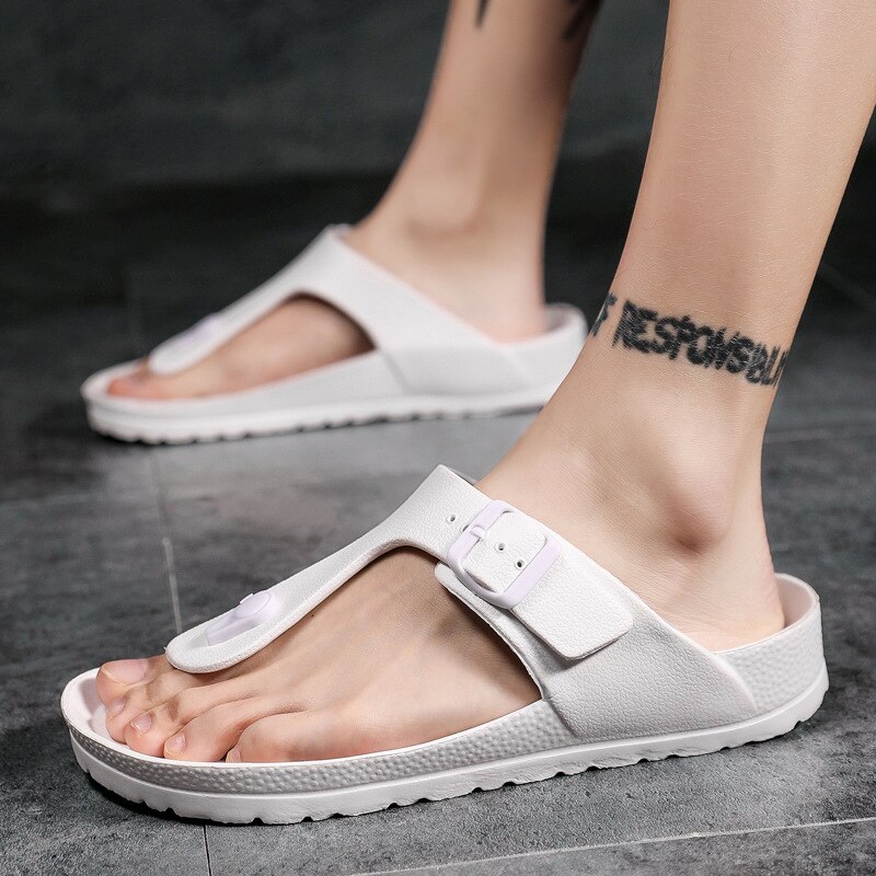 Sommer cool herre& #39 ;s flip-flop sandaler fodbue massage korrektion gå strand udendørs bløde gummi hjemmesko af fisk herre: Hvid / 36