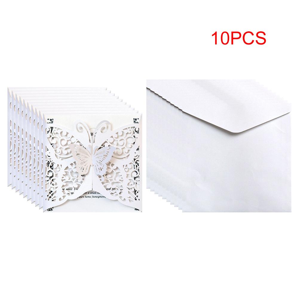 10 stücke Hohl Schmetterling Hochzeit Einladung Karten Karte Papier und Abdeckung Bausatz für Hochzeit Geburtstag Dusche Party dekoration: Weiß passen