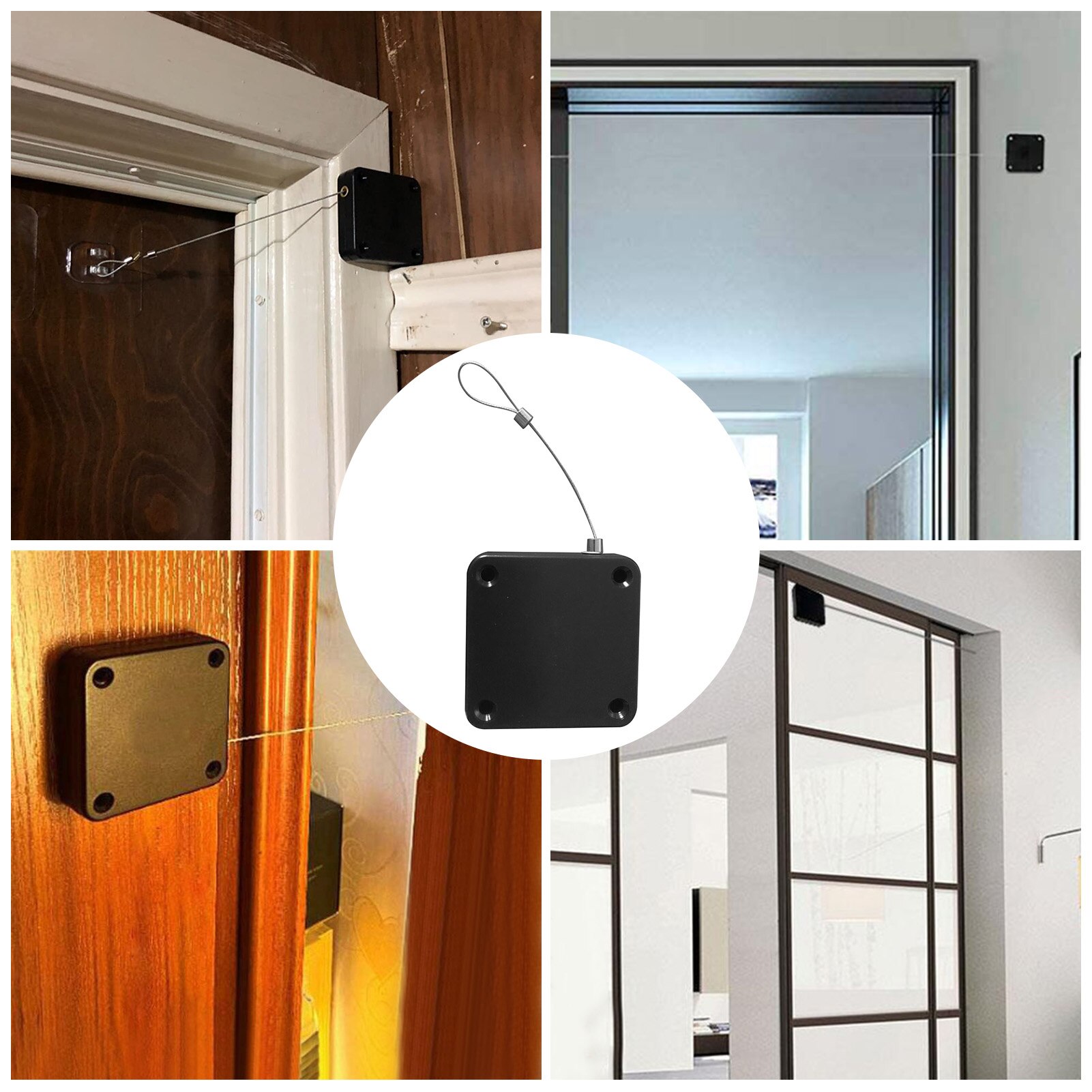 Ferme-porte automatique avec capteur, sans poinçon, en acier inoxydable 304, cordon de serrage, avec crochet, pour toutes les portes, tiroirs