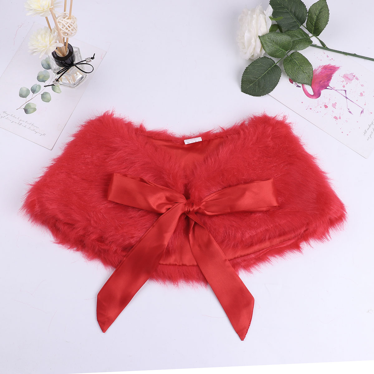 Giacca da bambina bolero in pelliccia sintetica per bambini: rosso