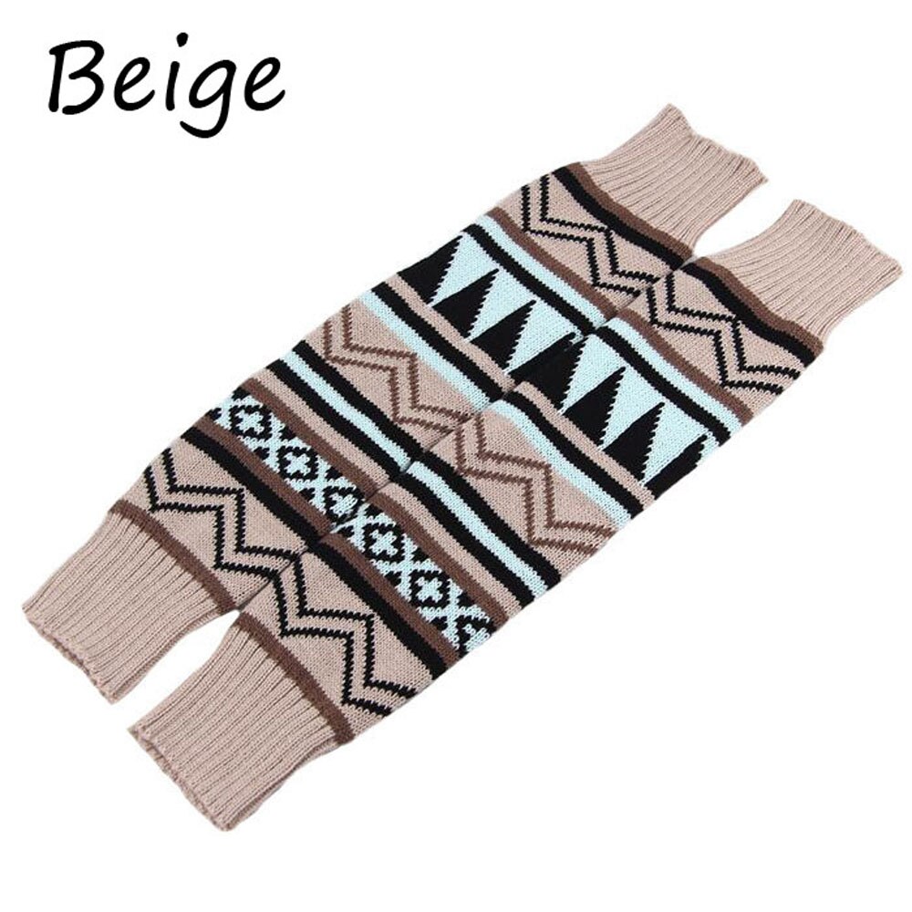 1Pc Vrouwen Winter Warme Lange Boot Sokken Knie Hoge Bohemen Winter Gebreide Beenwarmers Laarzen Slobkousen Acryl Wollen Sokken: A-beige