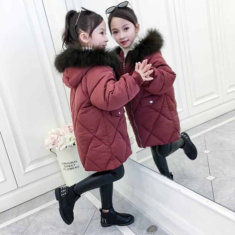Mädchen Winter Feste Tasche Mäntel freundlicher Parkas Gepolsterte Baumwolle ist hingefallen Kapuze Jacke Mädchen Lange Warme Outfit 5 6 7 8 9 10 11 12 jahre