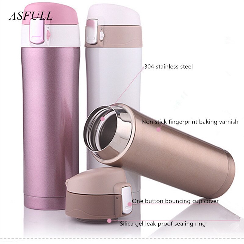 Termo Taza Termo taza al vacío taza 304 de acero inoxidable con aislamiento taza 450ML botella térmica termo vacío frasco botella de agua