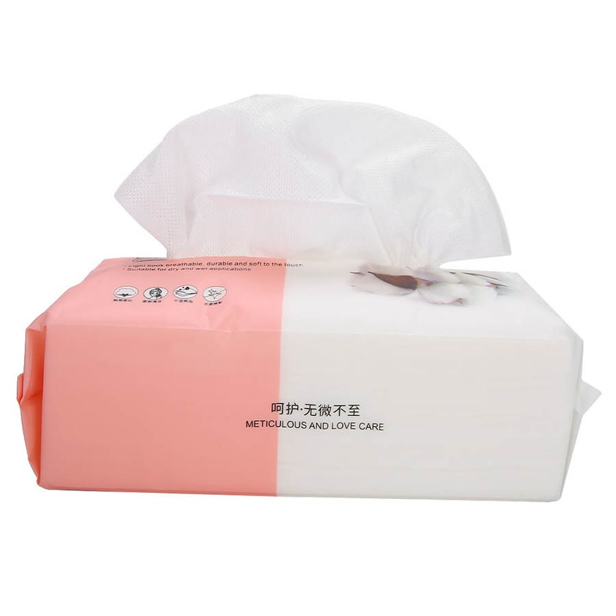 100pcs Wet Dry Dual Use Facial Cleaning Paper Towel Makeup Removal Tissue (Mesh Texture) Strong Toughness Face Makeup Pads