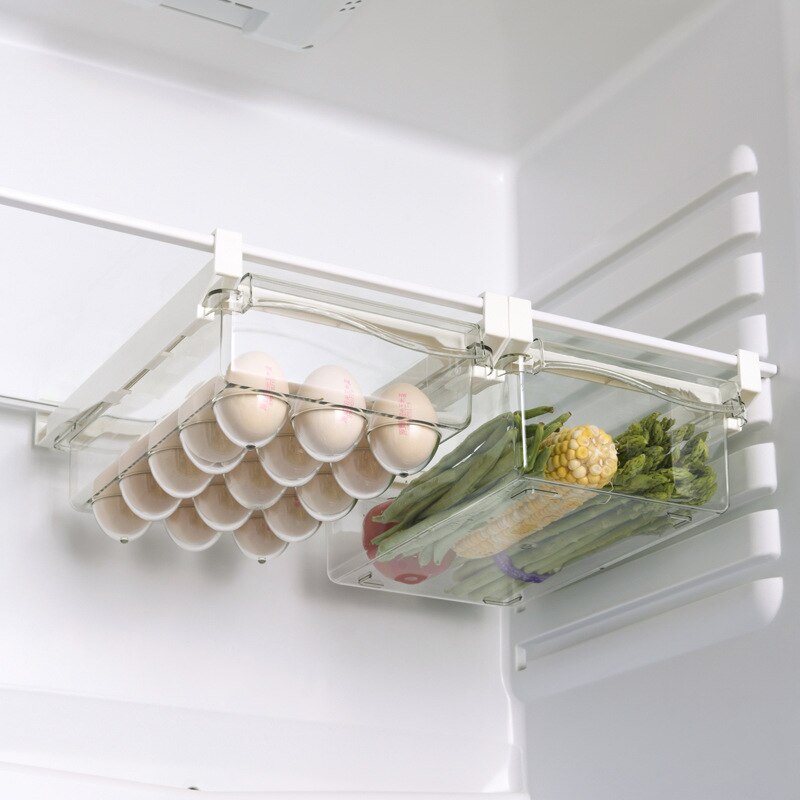 Plast opbevaringsbeholdere skuffe arrangør kasser plast boks opbevaring æg køleskab organizer skuffe gennemsigtig justerbar: Stil 3