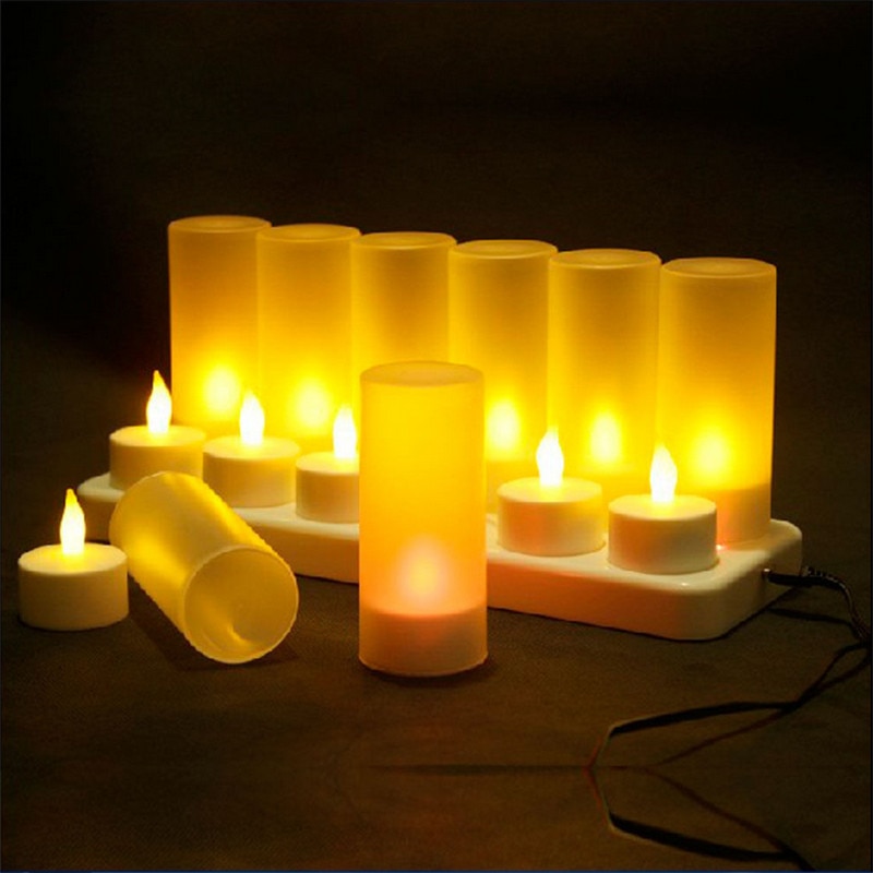 Jule led lys genopladeligt fyrfadslys gul lys stearinlys lampe led fest lys og holdere/lysekrone mariage