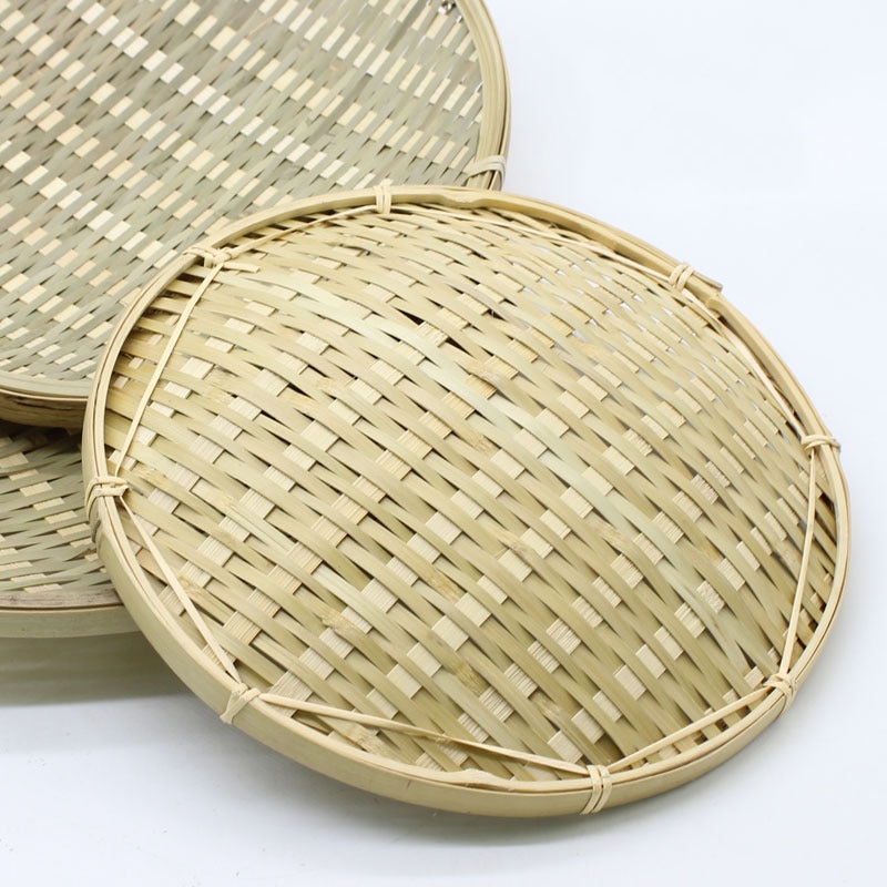 Bambu handgjord bambuväv förvaringskorg cirkulär mottagarfodral fruktfat skål torkning soptunna bur matvaror organisatör -66850