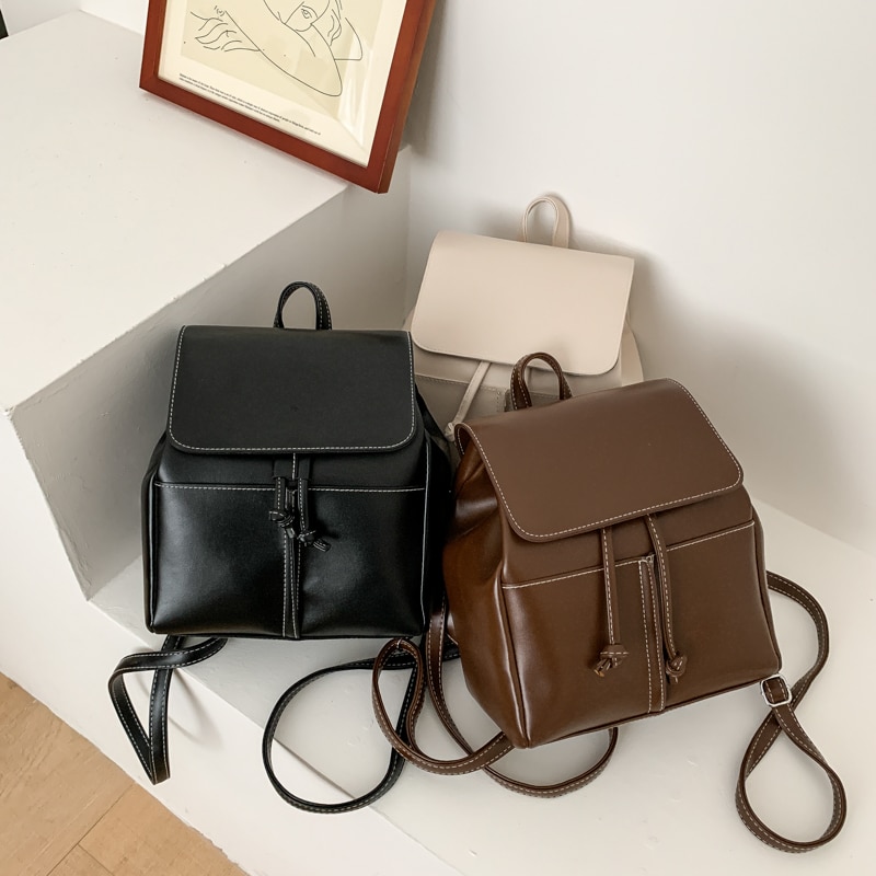 SUQI Mini Rucksack Damen - PU Leder Reise Rucksack - Softback Schultasche für Teenager