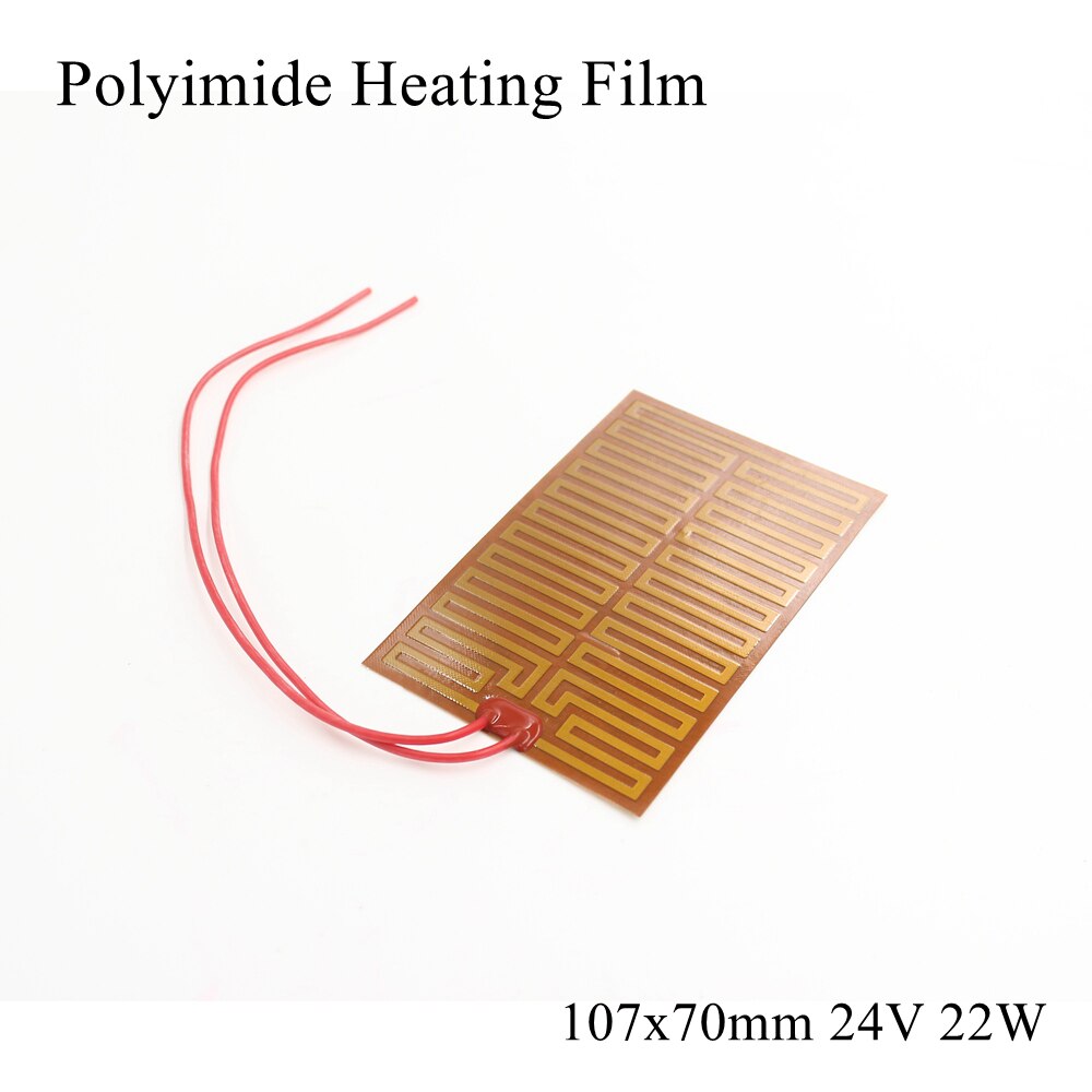 Plaque Film chauffant en Polyimide 5V 12V 24V PI | Coussin pour panneau chauffant électrique, tapis électrotherma adhésif Flexible, aluminium chauffant l'huile: 107x70mm