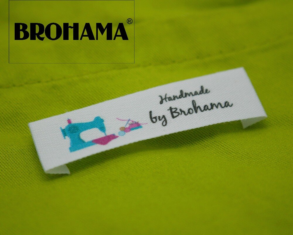 Sewing labels / custom brand labels, clothing labels, fabric 100% cotton, printing, Sewing machine (MD0504)