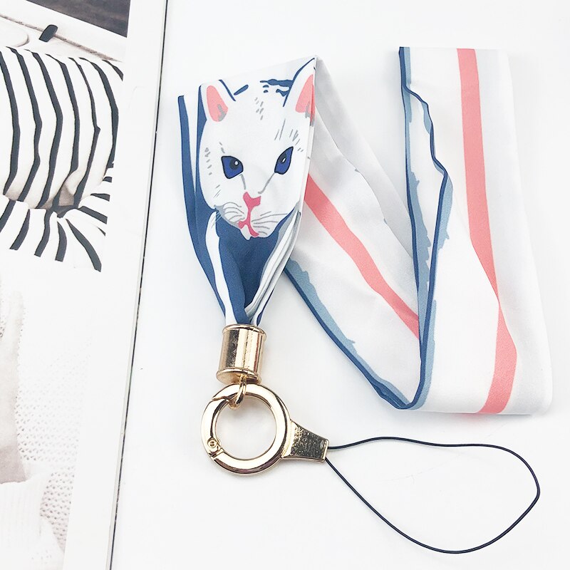 Wide Neck Print Lanyard Accessories for Rope to Hang the Mobile Phone Charm Badge Multipurpose Holder Credential Door Strap: Cat