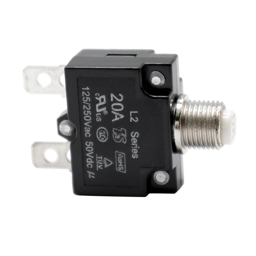 20A DC Thermal Circuit Breaker &amp; Quick Connect Terminal &amp; Black Waterproof Button Cover For Automotive/Marine Etc 47mm*29mm