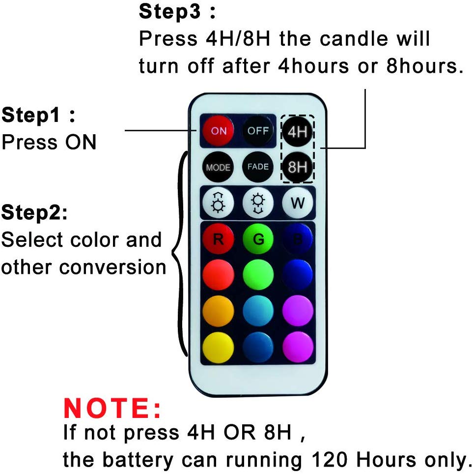 3pcs Flameless LED Candles Remote Control Battery Powered 7 Colors Night Lights Lamp Birthday Xmas Party Home Decor