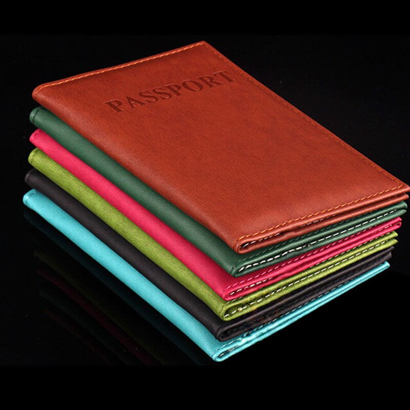 1 PC Unisex Women Men Travel Passport Holder PU Leather Purse Cover ID Credit Card Holder Wallet