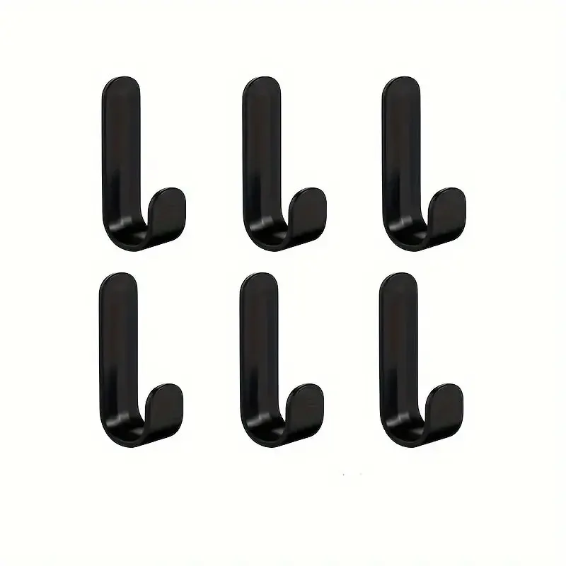 6Pcs Strong Self-Adhesive J-hook Waterproof Adhesive Hanging,Bathroom Towel Key Kitchen: Default Title