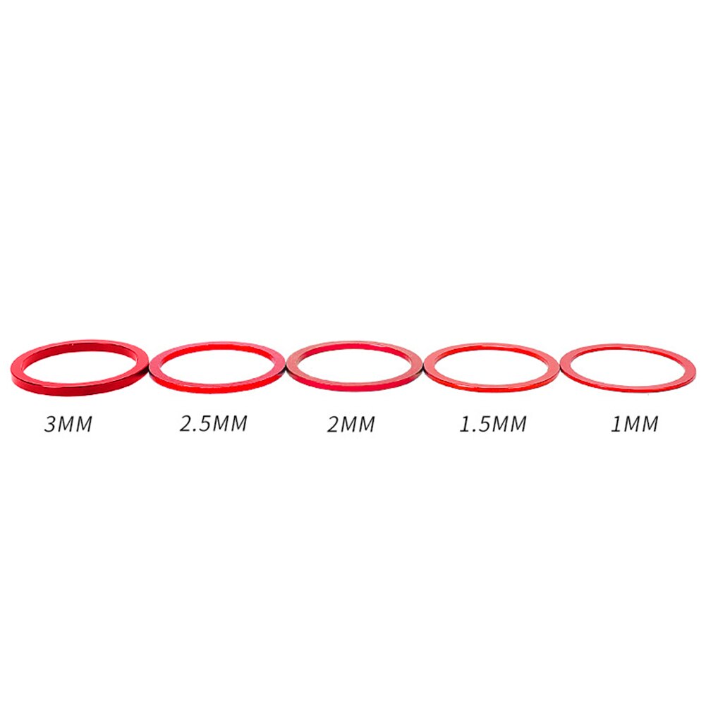 Pièces d&#39;espacement de moyeu de roue libre de bicyclette, 5 pièces, entretoise de pédalier de bicyclette en alliage d&#39;aluminium 1/1.5/2/2.5/3mm, pièces d&#39;espacement de bicyclette: 5 pcs Red