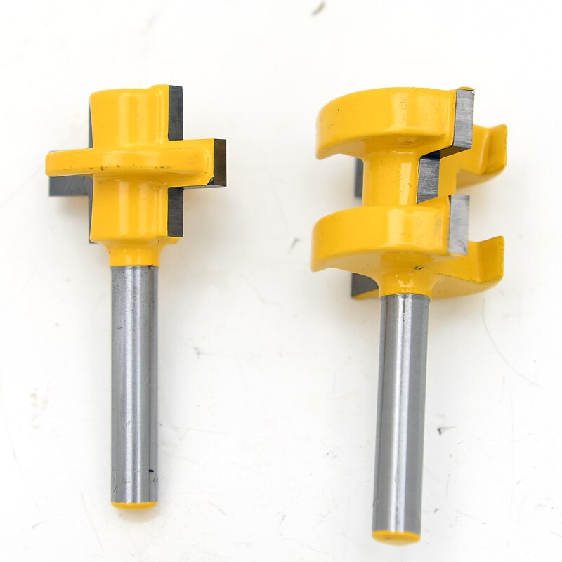 2 Stuks 6Mm 6.35Mm Schacht T-Slot Vierkante Tand Tenon Frees Carving Mes Frezen Voor hout Tool Houtbewerking