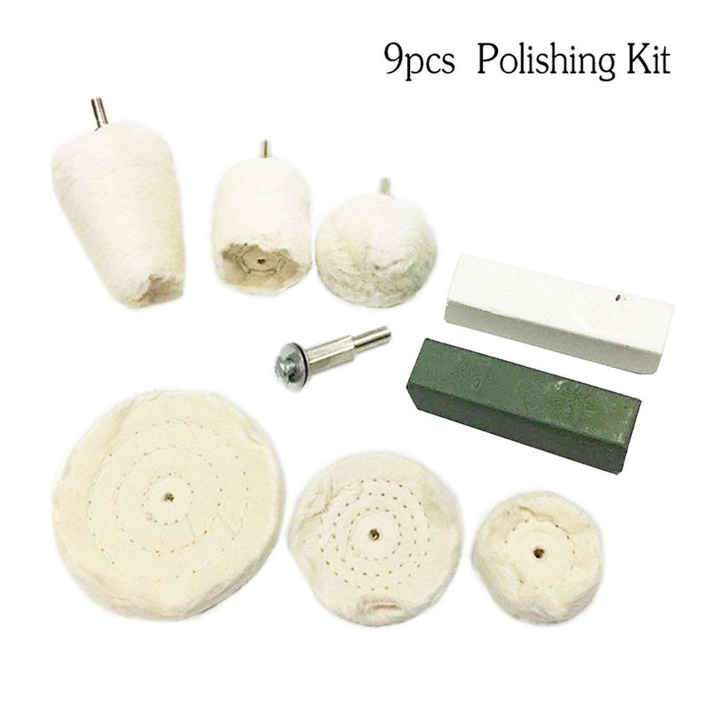 9Pcs Polishing & Buffing Pad Polishing Mop Kit with Shank for Mag Wheels, Manifold, Aluminum, Stainless Steel, Chrome Pack