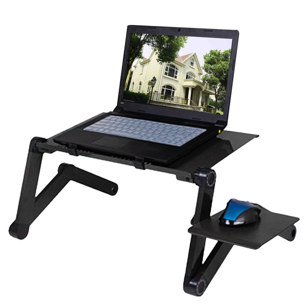 Aluminum Alloy Laptop Desks Adjustable Foldable Computer Notebook Lap PC Folding Desk Table Vented Stand Bed Tray For Sofa Bed: Default Title
