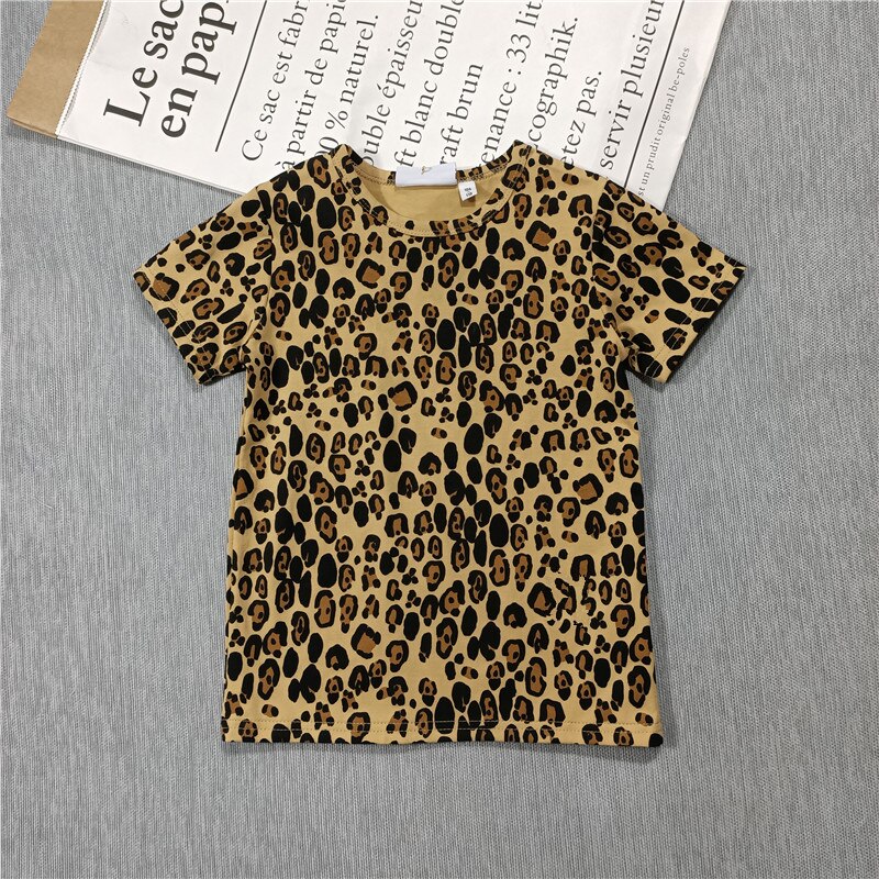 Forår og sommer drenge og piger leopardprint t-shirt kjole leggings hættetrøjejakke