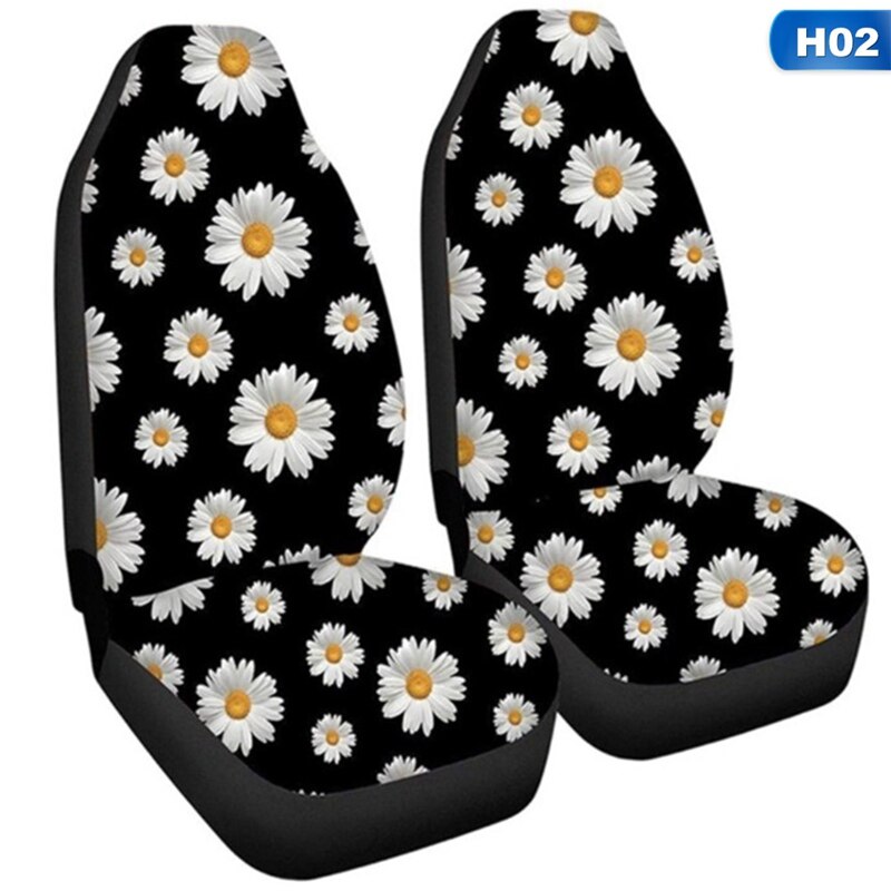 Housses de siège de voiture universelles, ensemble de housses de siège avant en Polyester, imprimé marguerite, durables, pour la plupart des voitures