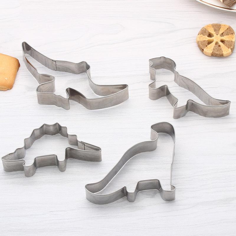 4 Stks/set Rvs Dinosaur Animal Fondant Cake Cookie Biscuit Cutter Decorating Mould Pastry Bakken Tools Cake