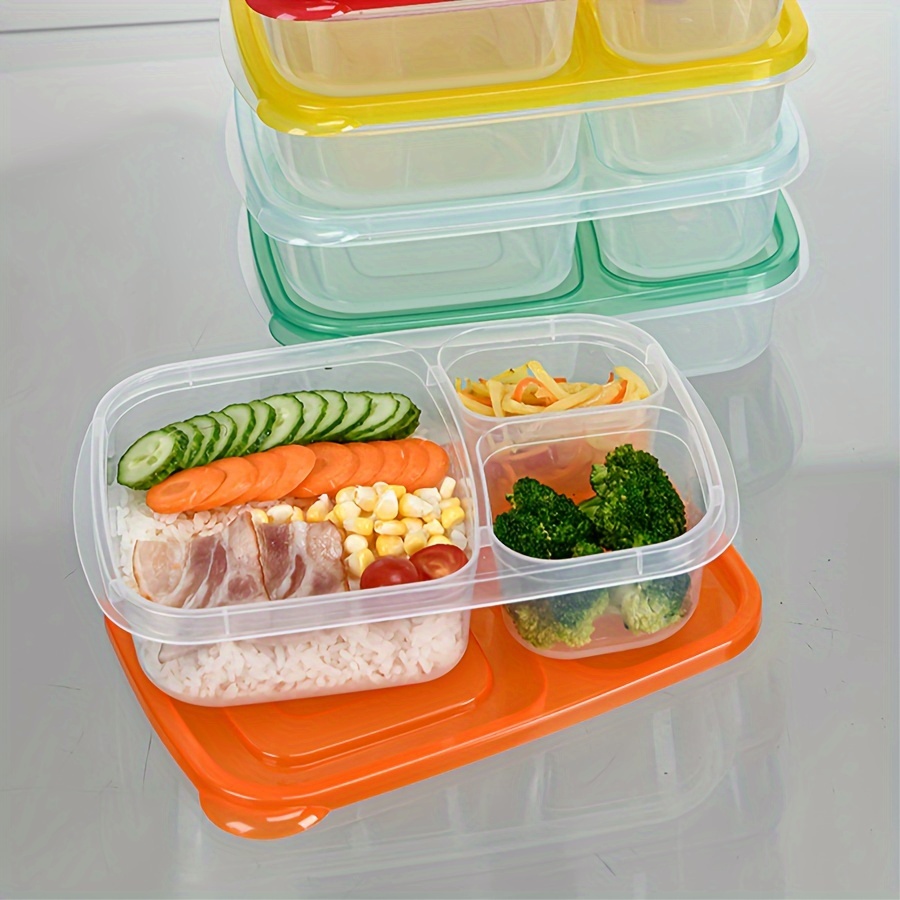 Fiambreras apilables originales, recipientes de comida reutilizables de 3 compartimentos para niños y adultos, fiambrera Bento para trabajo de comida, 4 Uds.