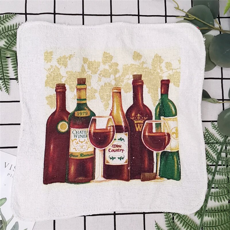 1Pc Small 20x20cm Cotton Terry Printed European American Pastoral Flowers Absorbent Kitchen Square Towel