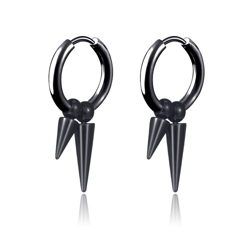 Mode Klinknagel Taper Rvs Earring Voor Vrouwen Mens Classic Punk Stud Oor Sieraden 2 Stuks: B stud black