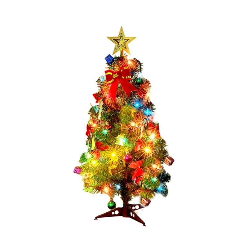 45/60Cm Led Kunstmatige Kerstboom Met Dennenappel Santa Boog Lint Ornamenten Gxma