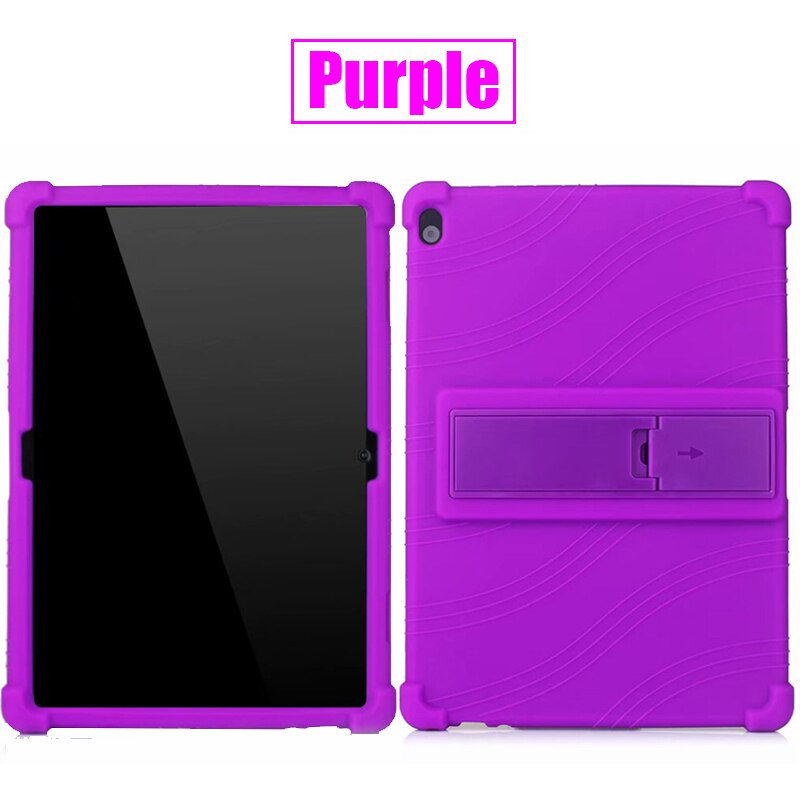 Étui souple en silicone pour Lenovo tab M10 TB-X605F onglet TB-X505L P10 TB-X705F TB-X705L 10.1 pouces tablette PC étui de protection + Film + stylo: Purple / Tab P10 TB-X705