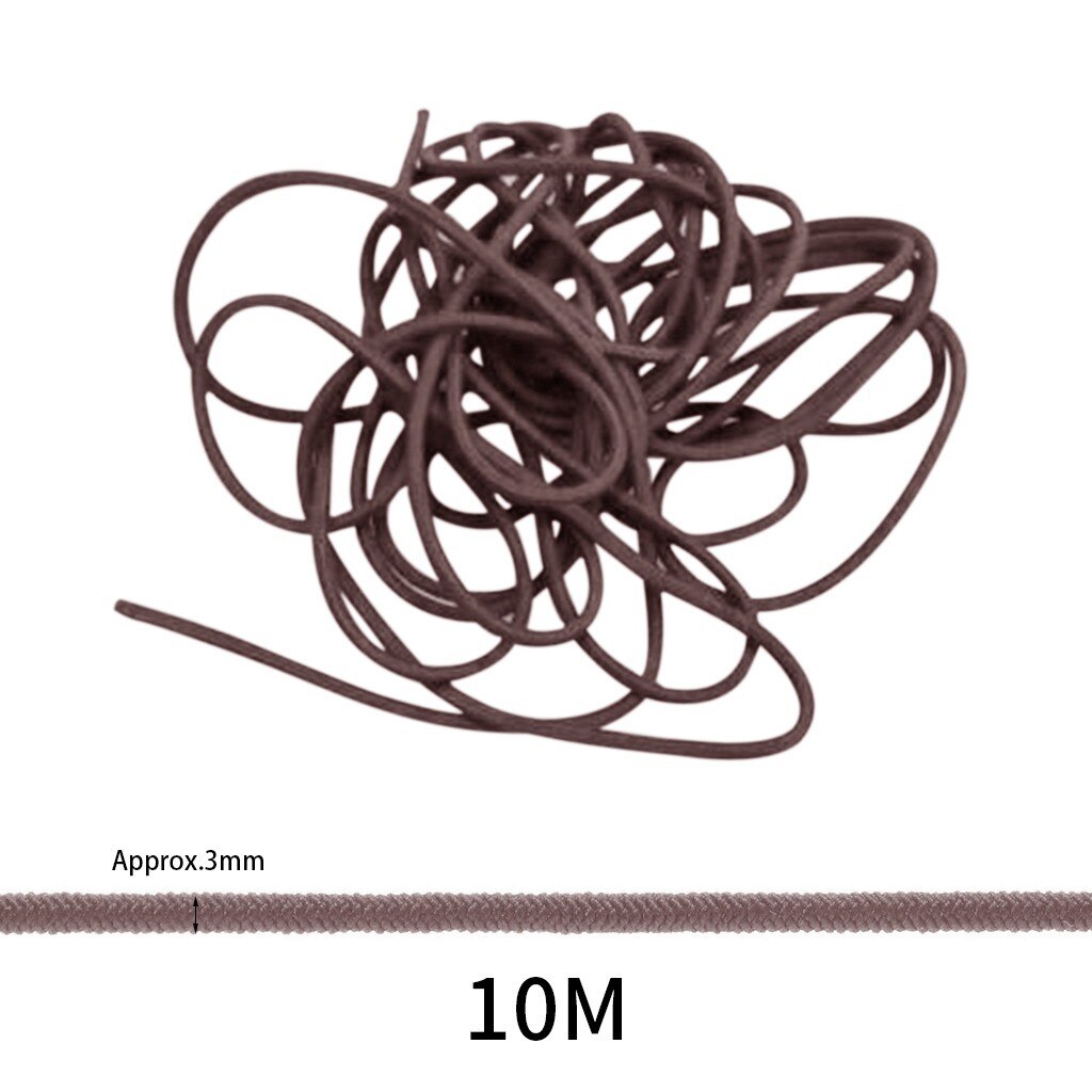 3mm THIN FINE ROUND ELASTIC STRETCH BUNGEE SHOCK CORD 11 COLOURS length 5/10M DIY Elastic Round Elastic Band Sewing accessories#: Brown / 5M