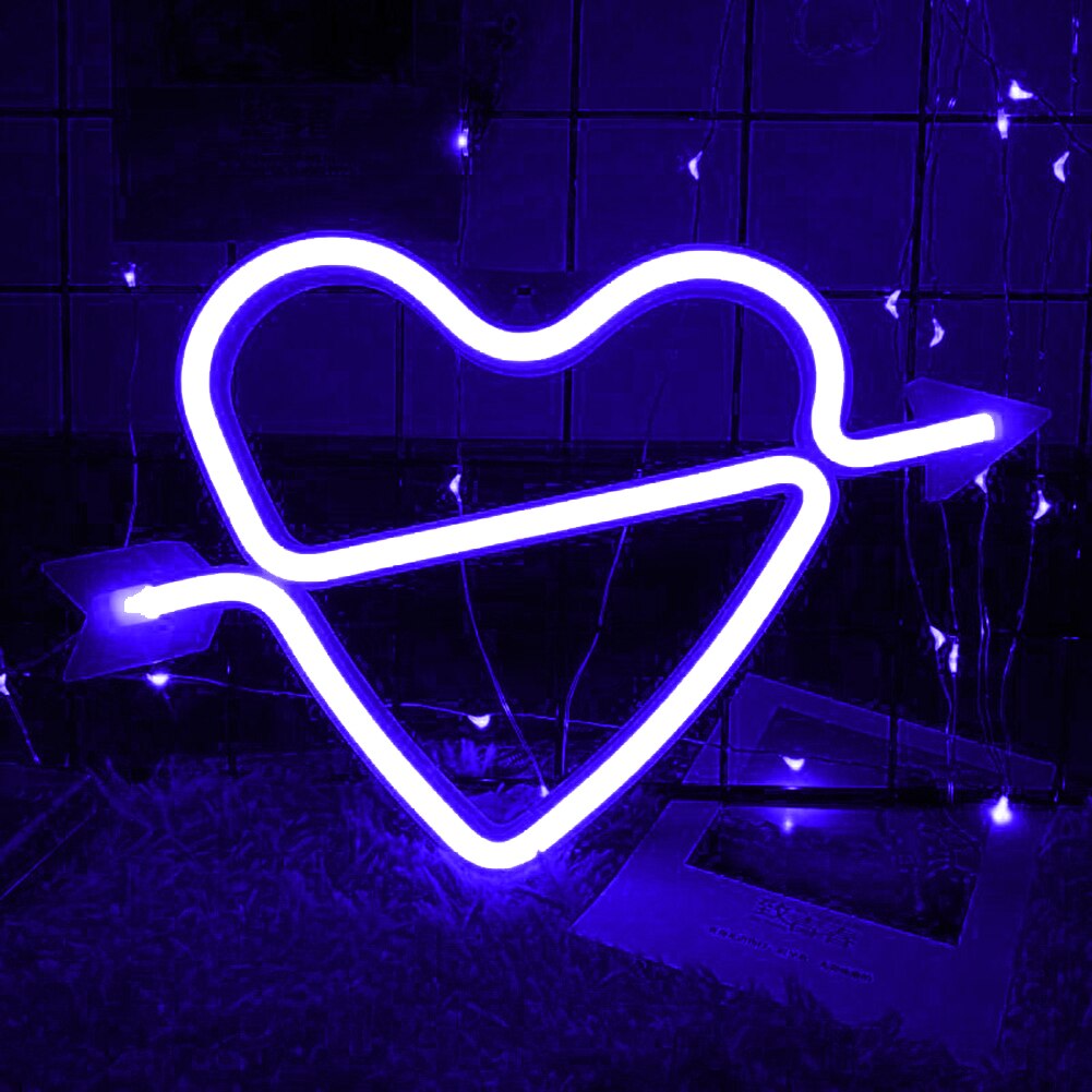 LED Néon Coeur Flèche Forme Arc-En-Ciel Coloré Néon Signe Tenture murale Lampe De Nuit pour La Fête À La Maison De De Festival De Mariage Déco: 03
