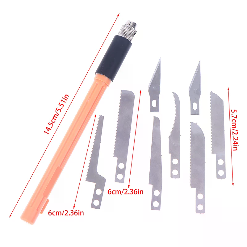 Mini scie à main, outils artisanaux avec 8 lames, couteau de modélisation pour couper à la main, artisanat du bois, construction de maquettes, 1 pièce