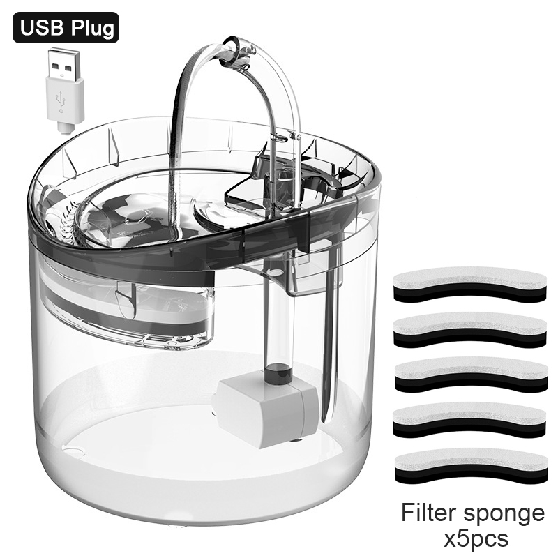 2L Katze Wasser Brunnen Filter Automatische Sensor Trinker Für Katzen Zubringer Haustier Wasser Spender LED Auto Trinken Brunnen Für Katzen: A-FilterX5