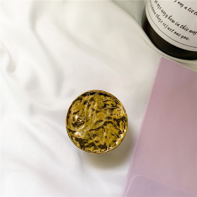 Universal Retro Irregular Geometric Grip Tok Korea Phone Holders Stand Griptok Socket For Phones Support Telephone Bracket: Gold Round 02