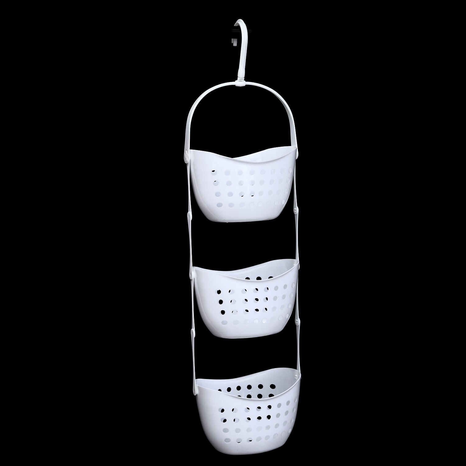 ELEG-3 Tier Plastic Basket Shower Caddy Hanging Rack Tidy Shelf Organiser Storage,White