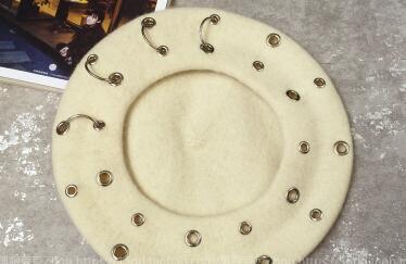 13 Color Ins Tumblr Hipster Rivet Hole & Patchwork Metal Buckle Circle Party/Club/Travel Harujuku Beret Hat: AS PHOTO 13