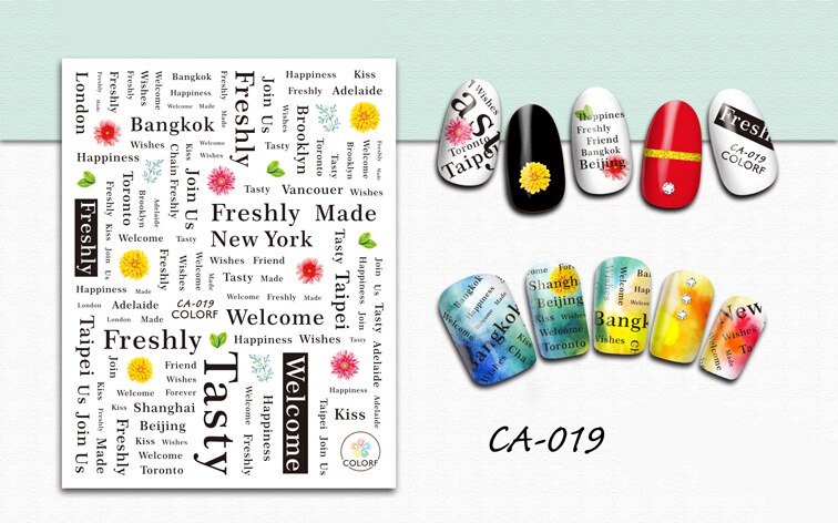 3D Stickers Voor Nagels Engels Brief Bloemen Nagels Art Decoratie Manicure Sticker Decals Slider Nail Folie Tips Accessoires