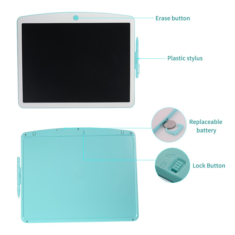 LCD Writing Tablet 16 Inches with Stylus Pen Erase &amp; Lock Button Reusable Electronic Digital Drawing Board Handwriting Pad