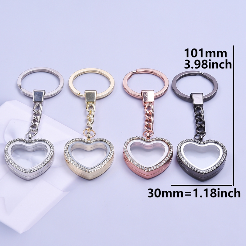 Llavero con medallón de corazones, Llaveros de cristal Para Mujer, colgante de corazón, medallones flotantes, llavero magnético, de Metal Para amigos