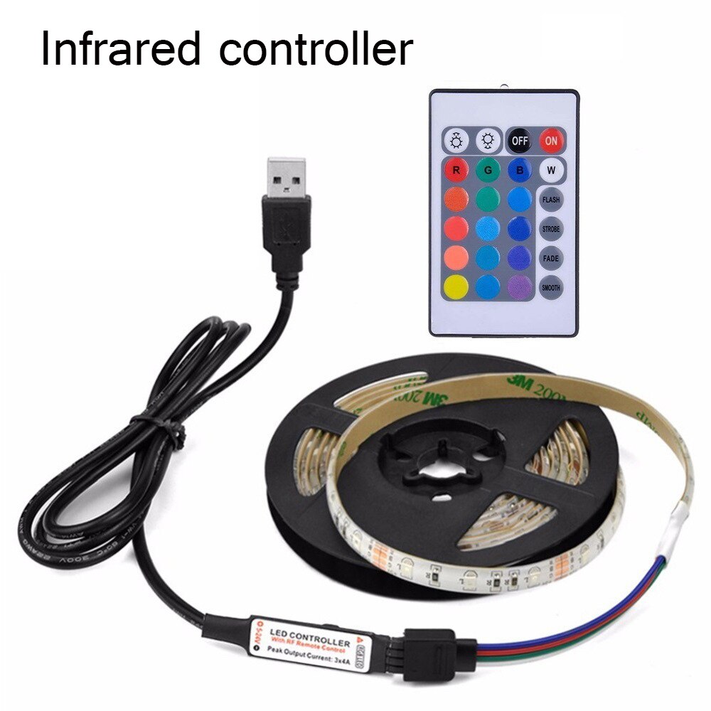 Rgb Led Strip Verlichting Infrarood Control Usb DC5V 1M 2M 3M 4M 5M SMD2835 Flexibele lamp Tape Diode Tv Achtergrond Desk Screen Lichten: IR 2835 5V / 5m