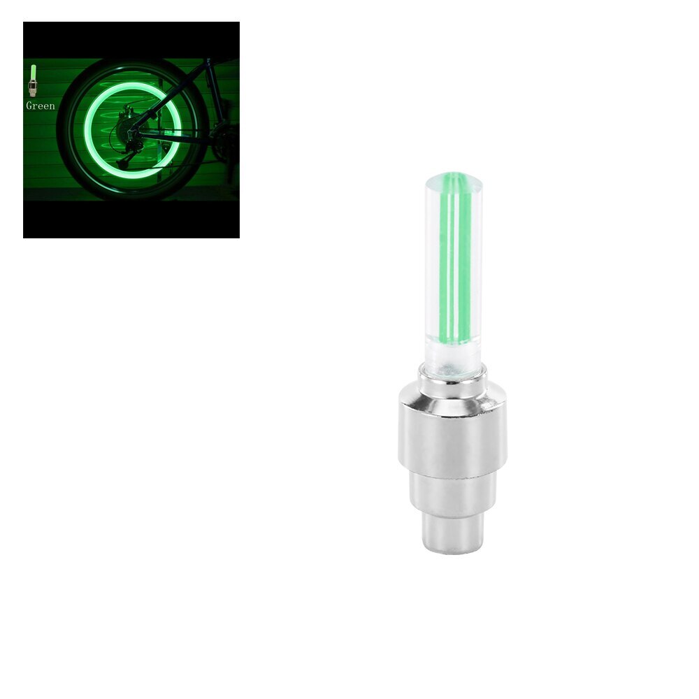 Fiets Led Light Tire Valve Cap Fiets Flash Light Mountain Racefiets Fietsen Tyre Wheel Led Neon Lamp Cover wiel: single Green