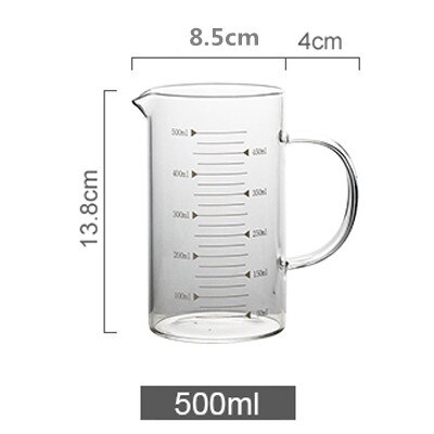 Glazen maatbeker met schaalverdeling hoge temperatuur magnetron thuis keuken bakgereedschap transparante maatbeker jinxi: 500ml