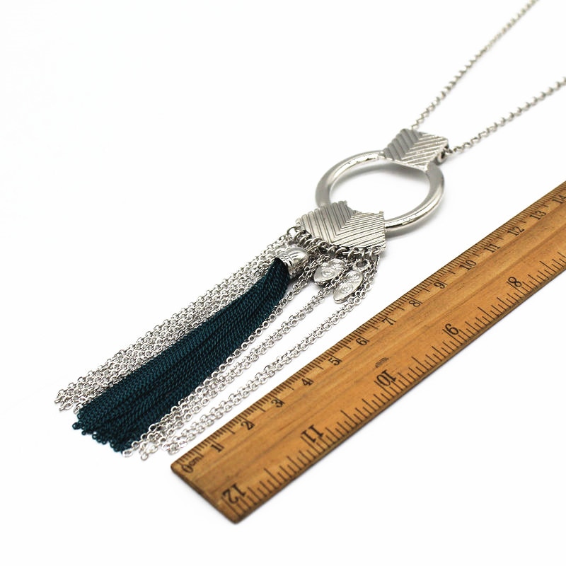 V030 BIGBING jewelry silver color black chain tassel pendant necklace jewelry