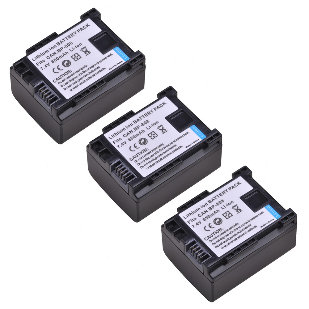 850mAh BP-808 BP-809 BP 808 BP809 Battery for Canon FS200 FS21 FS22 FS100 FS11 HF200 HF20 HFS10 HG31 HF20 HF100 HF100E HG20 HG21: 3 Batteries